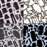 Silhouettes womens clothing accessories seamless pattern set