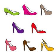 Different kinds of high heel shoes in sketch style