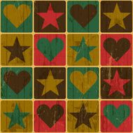 Hearts And Stars Pop-Art Styled Poster Vector