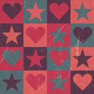 Hearts And Stars Seamless Pattern Pink Vector