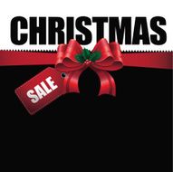 Christmas sale ornament background with big red bow