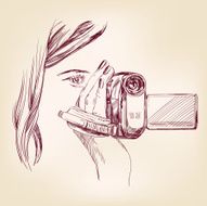 videographer hand drawn vector llustration N2