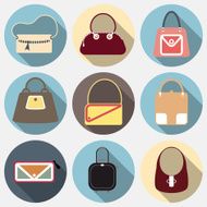 Flat icons set of fashion bags