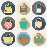 Flat icons set of fashion bags N2
