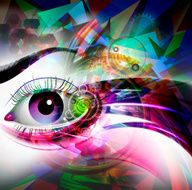 Eye on a colored background