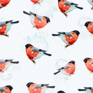 nature with bird seamless texture watercolor N2