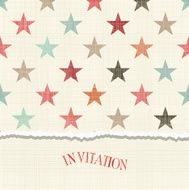 invitation card with colorful stars