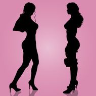 Vector silhouette of the girls