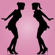 Vector silhouette of the girls N2