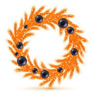 Orange christmas tree wreath with decorations