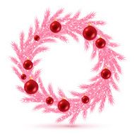 Pink christmas tree wreath with decorations