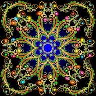 background with shiny ornaments and leaves of precious stones