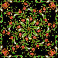 background circular gold ornaments and flowers from jewels