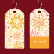 Vector warm stars vertical stripe frame pattern tags set
