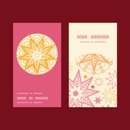 Vector warm stars vertical round frame pattern business cards set