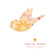 Vector warm stars bird silhouette pattern frame