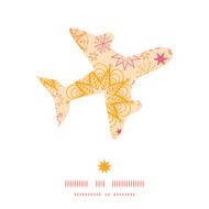 Vector warm stars airplane silhouette pattern frame