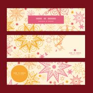Vector warm stars horizontal banners set pattern background