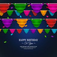 Birthday card with bunting flags in the style of flat N2