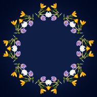Wreath of spring flowers crocus