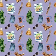 Seamless pattern with stylish fashion warm clothes N3