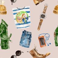 Seamless pattern with stylish fashion warm clothes N4