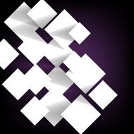 Paper square banner on violet background