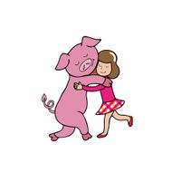 Hug Pig and girl N2