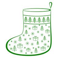 Christmas stocking with fur-trees pictogram