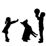 Vector silhouette of children N444