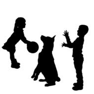 Vector silhouette of children N445