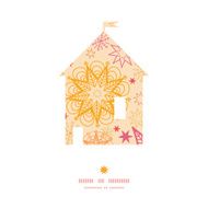 Vector warm stars house silhouette pattern frame