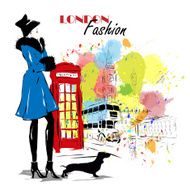 Fashion girl in sketch-style N114