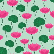 Seamless tropical pattern with stylized lotus flowers