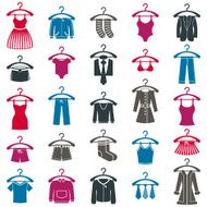 Woman clothes vector icon set