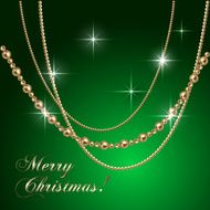 Vector abstract luxury Christmas green greeting card with jewelry