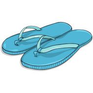 Vector Cartoon Blue Beach Slippers
