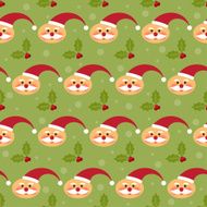 winter holidays pattern background with funny cartoon Santa N2