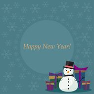 winter holiday card background with cute fanny snowman N2