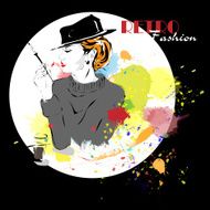 Fashion girl in sketch-style N116