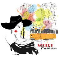 Fashion girl in sketch-style N118
