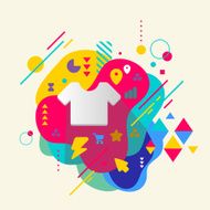 T shirt on abstract colorful spotted background with different e