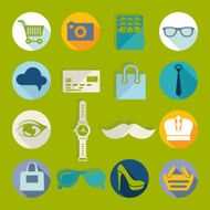 Set of fashion flat icons N47