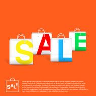 Orange Sale Background With White Empty Bags