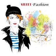 Fashion girl in sketch-style N122