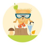 Cartoon Hedgehog Hipster Style
