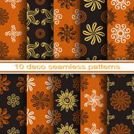 Set of 10 Seamless Decorative Floral Patterns N5