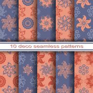 Set of 10 Seamless Decorative Floral Patterns N7