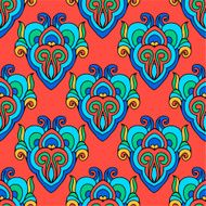 Festive Damask flower vector seamless abstract background