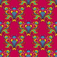 Red festive Damask Flower seamless vector